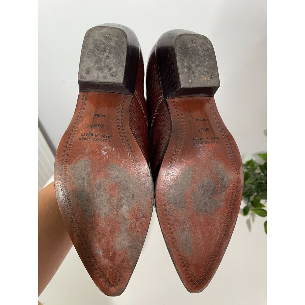 Vintage Sabree Brown Leather Pointed-Toe Slip-On Shoes Size 5.5 For Women's - Picture 6 of 12